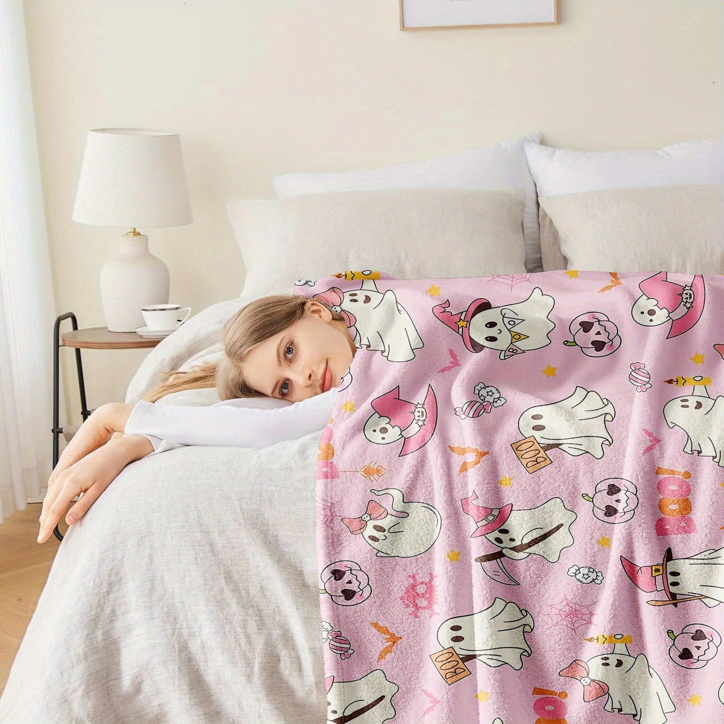 Blanket for Daughter Gifts, “Boo!”, From Parents, Birthday, Halloween, Holiday, Everyday Encouragement, Cute Halloween