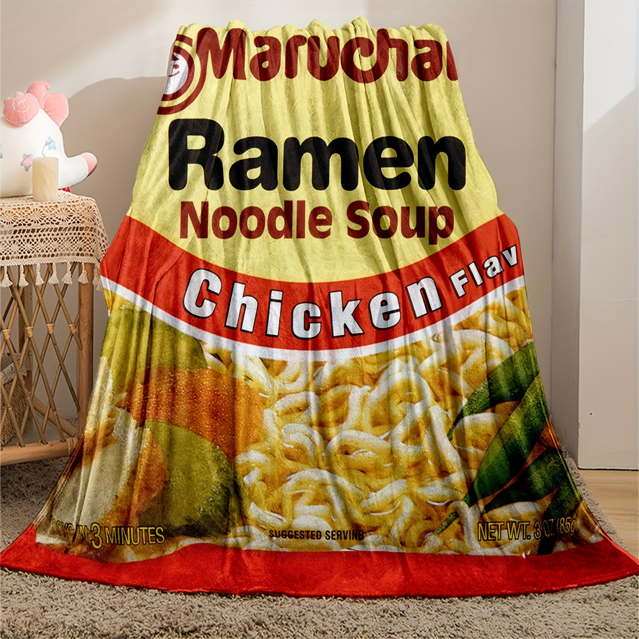 Gifts for Food Lovers Blanket - Maruchan Ramen Noodle Soup Chicken Flavor - From Parents, Birthday, Holiday, Everyday Encouragement, Fun Theme