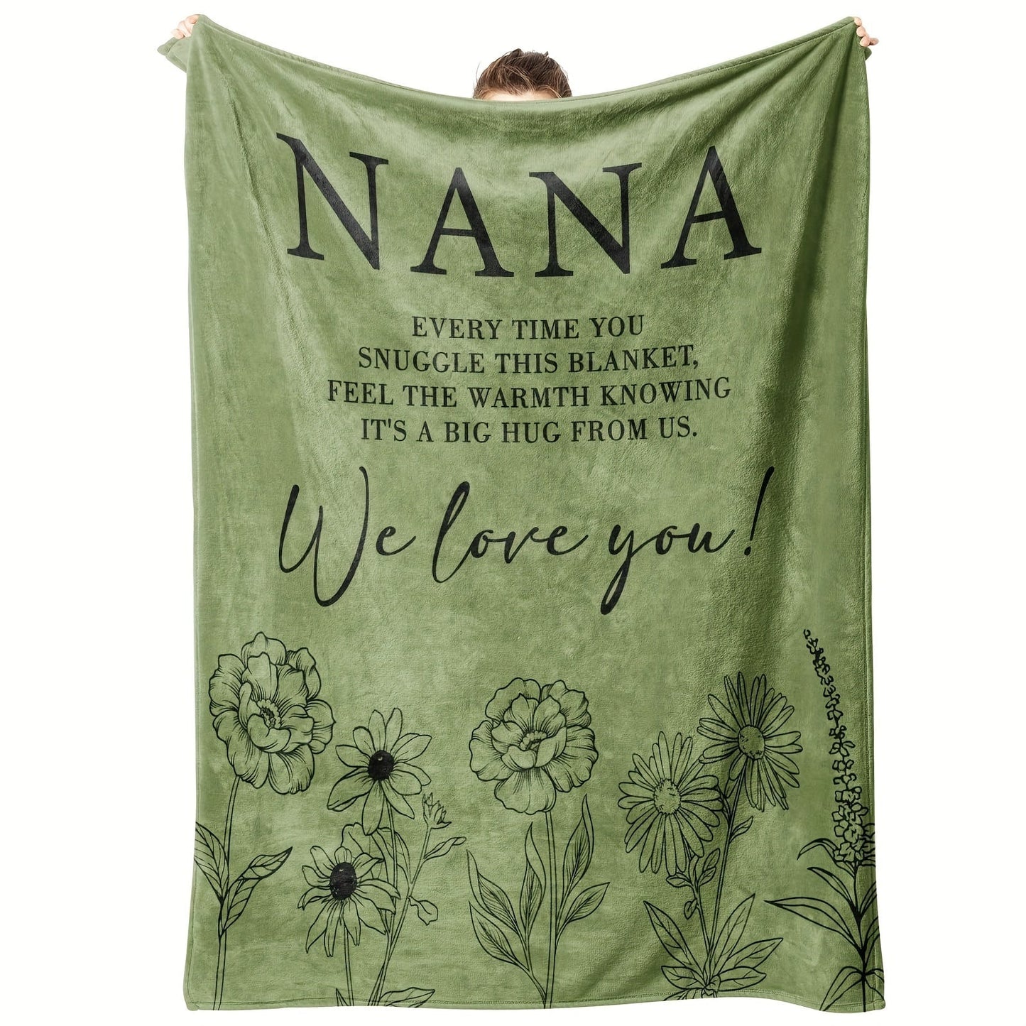 Blanket for Nana Gifts, “Every Time You Snuggle This Blanket, Feel The Warmth Knowing It's A Big Hug From Us. We Love You!”, From Grandchildren, Birthday, Christmas, Everyday Encouragement, Inspirational