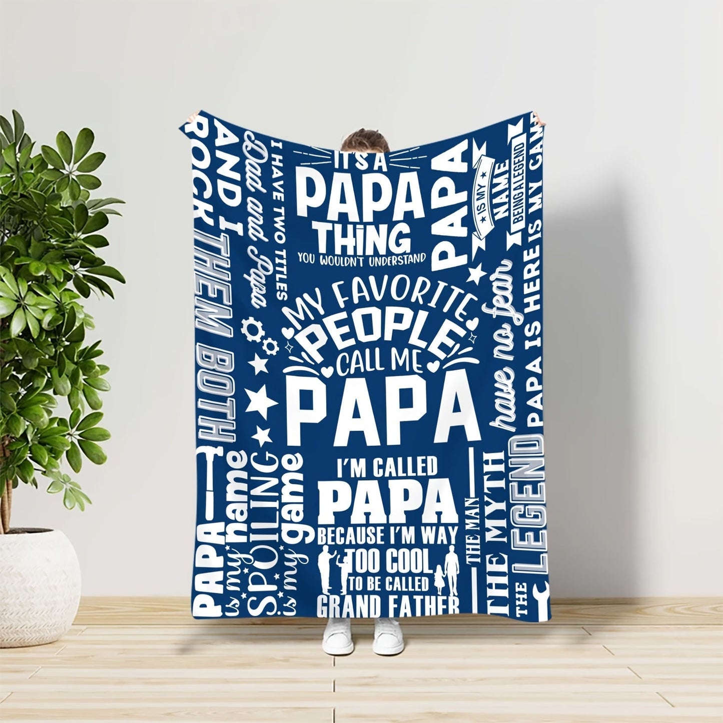 Blanket for Papa Gifts - My Favorite People Call Me Papa - From Children Grandchildren, Birthday Christmas Holiday, Inspirational Motivational