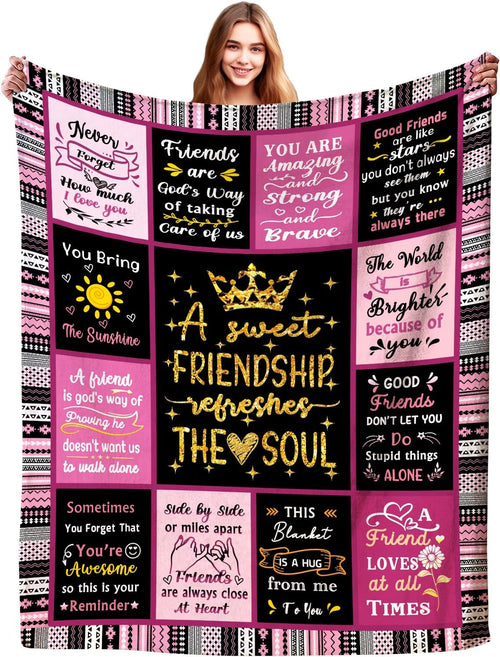 Gifts for Best Friend Blanket, "A Sweet Friendship Refreshes the Soul", From Friend, Birthday, Christmas, Graduation, Inspirational