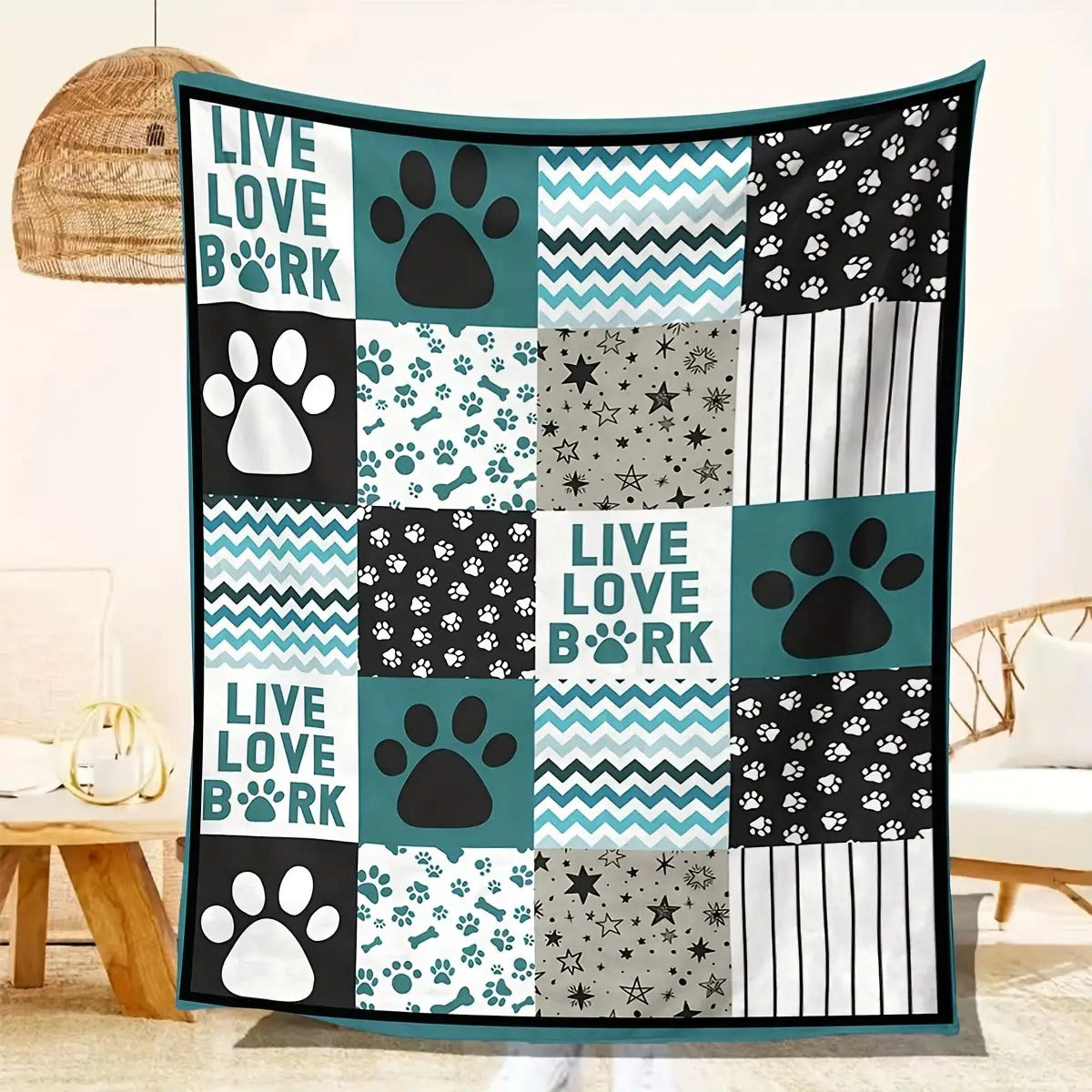 Gifts for Dog Lover Blanket - Live Love Bork - From Pet Parent, Birthday Christmas Everyday Encouragement, Inspirational Pets