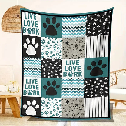 Gifts for Dog Lover Blanket - Live Love Bork - From Pet Parent, Birthday Christmas Everyday Encouragement, Inspirational Pets