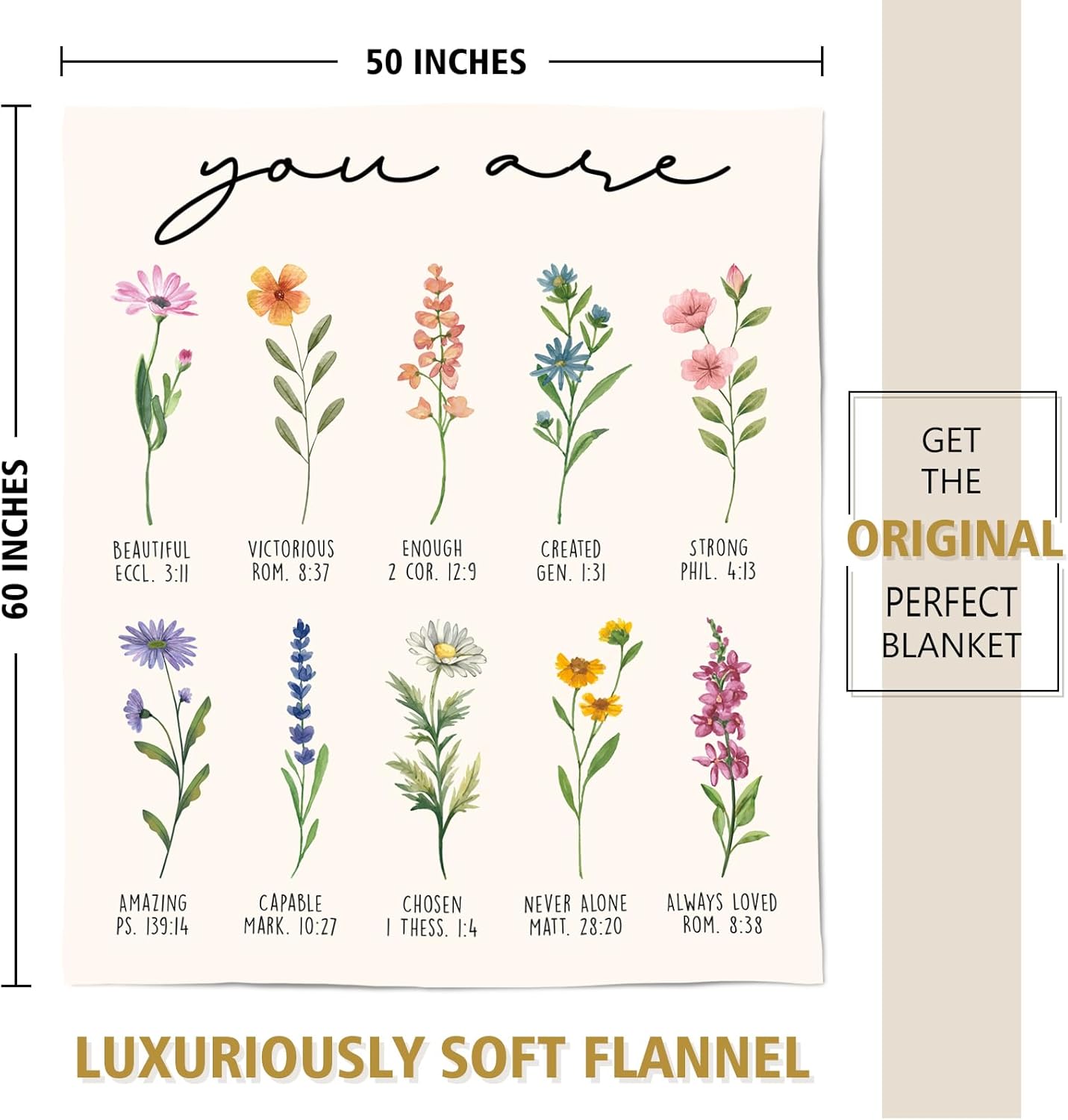 Blanket for Daughter Gifts, “You Are Enough, Loved, Strong, Capable, Never Alone”, From Mom Dad, Birthday, Graduation, Christmas, Inspirational