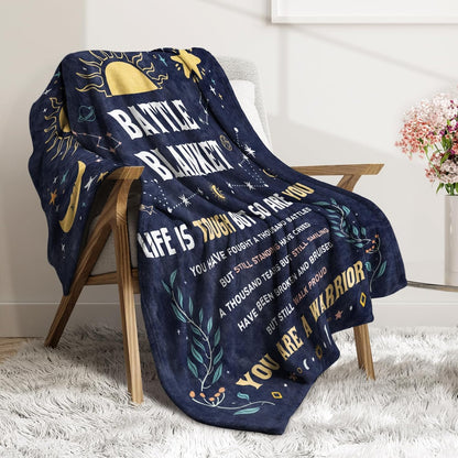 Blanket for Son Gifts, “Life Is Tough But So Are You You Are a Warrior”, From Parents, Birthday, Graduation, Christmas, Inspirational