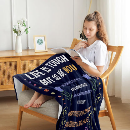 Blanket for Friend Gifts, “Life Is Tough But So Are You”, From Bestie, Birthday, Christmas, Everyday Encouragement, Inspirational