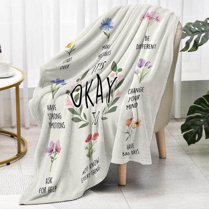 Blanket for Son Gifts, “It’s Okay To Make Mistakes, Start Over, Be Different”, From Mom Dad, Birthday, Christmas, Graduation, Inspirational
